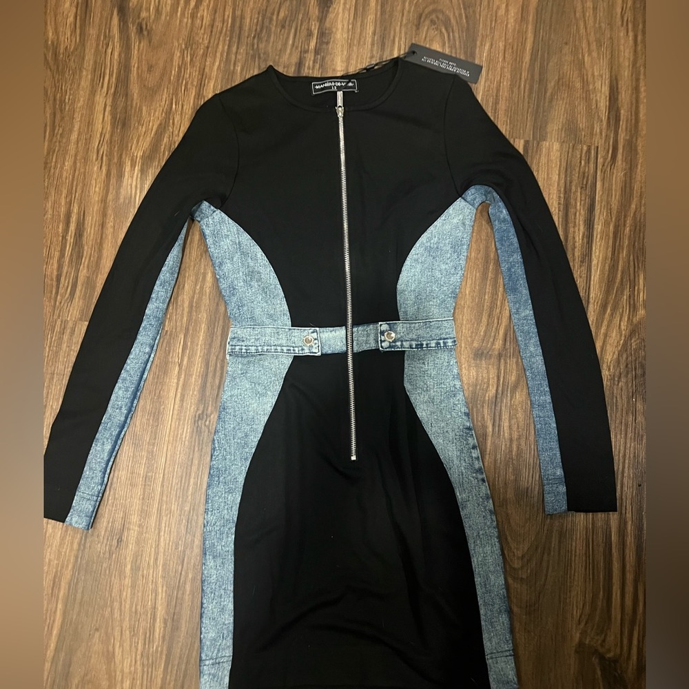 Maniere De Voir | Dresses | Maniere De Voir Denim Panel Bodycon